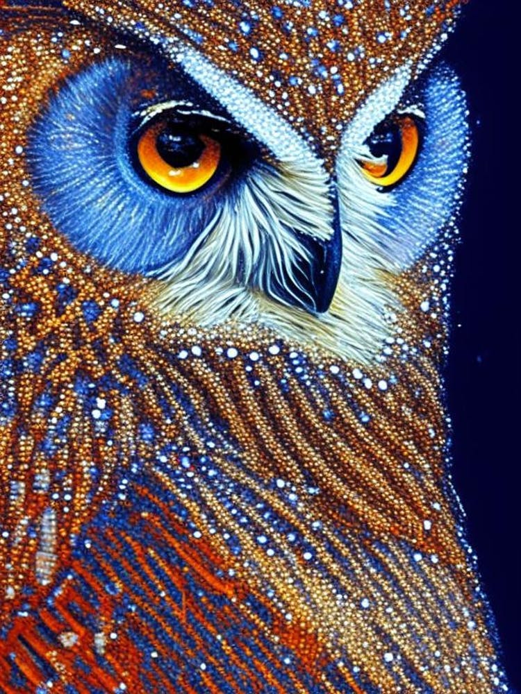 Owl Pointillism Bird