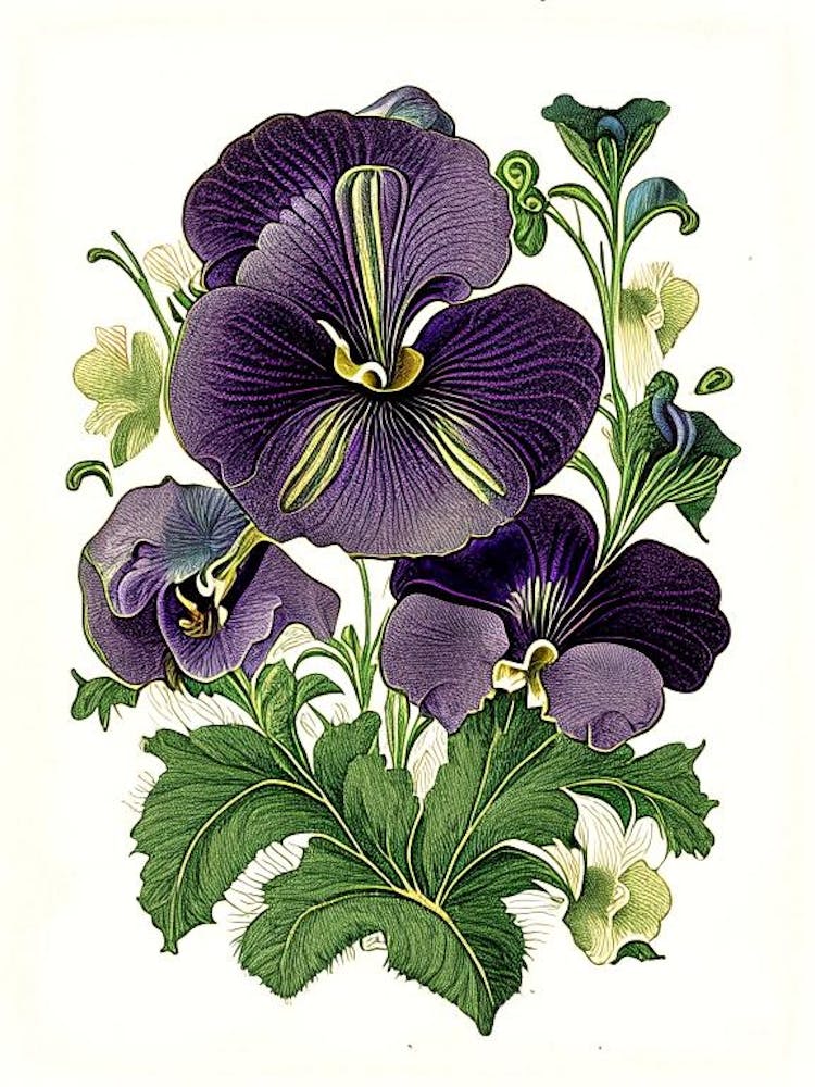 Pansy Floral 3 Botanical Vintage Poster Flower