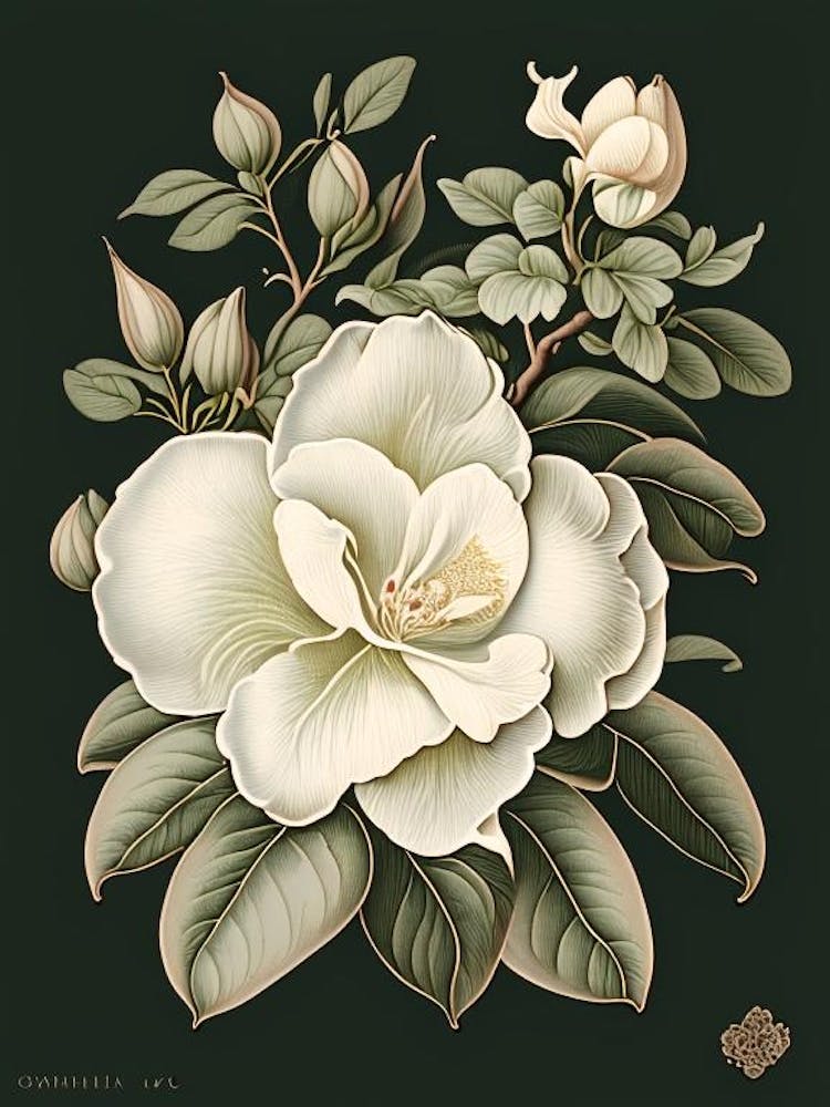 Gardenia 1 Floral Botanical Vintage Poster Flower