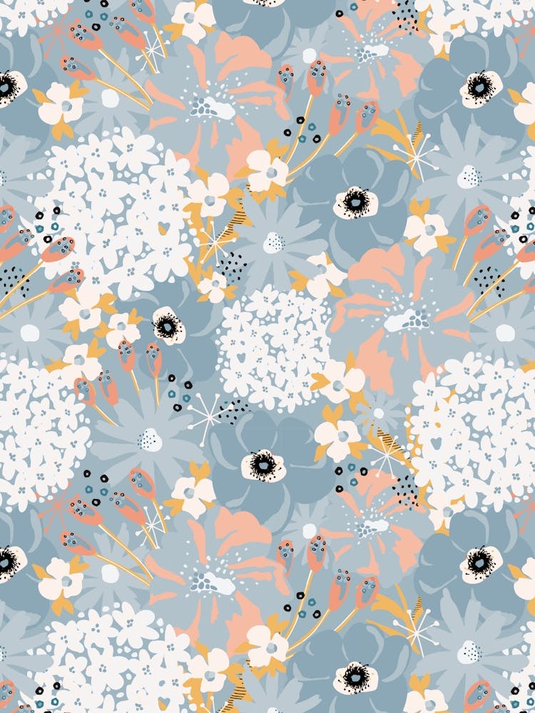 Shimmering Mixed Summer Floral Ice Peach