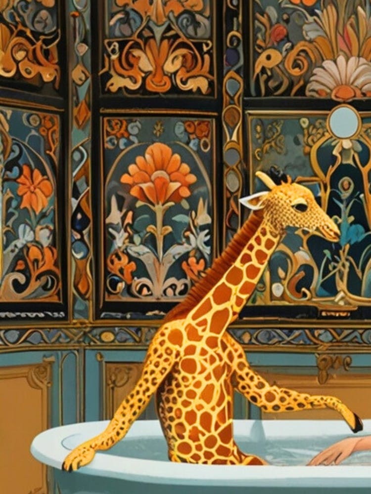 Giraffe In The Bath