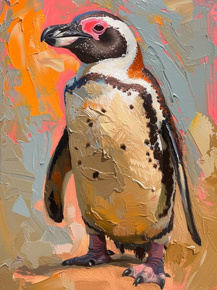 African Penguin Grytviken Oil Painting 3
