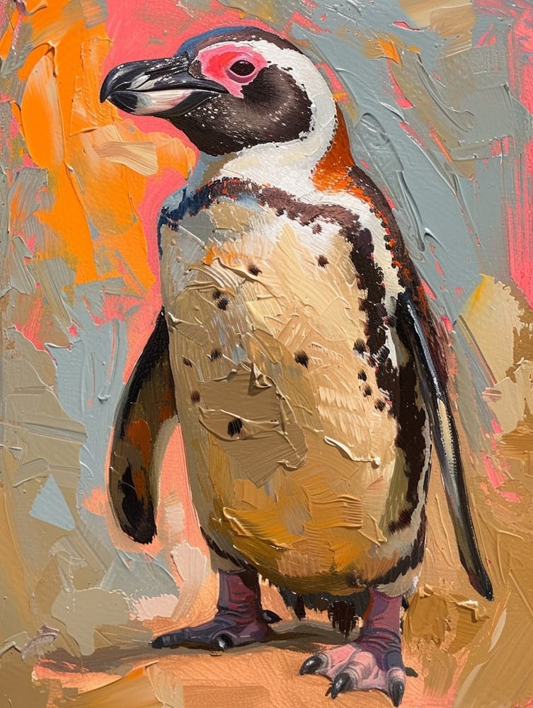 African Penguin Grytviken Oil Painting 3
