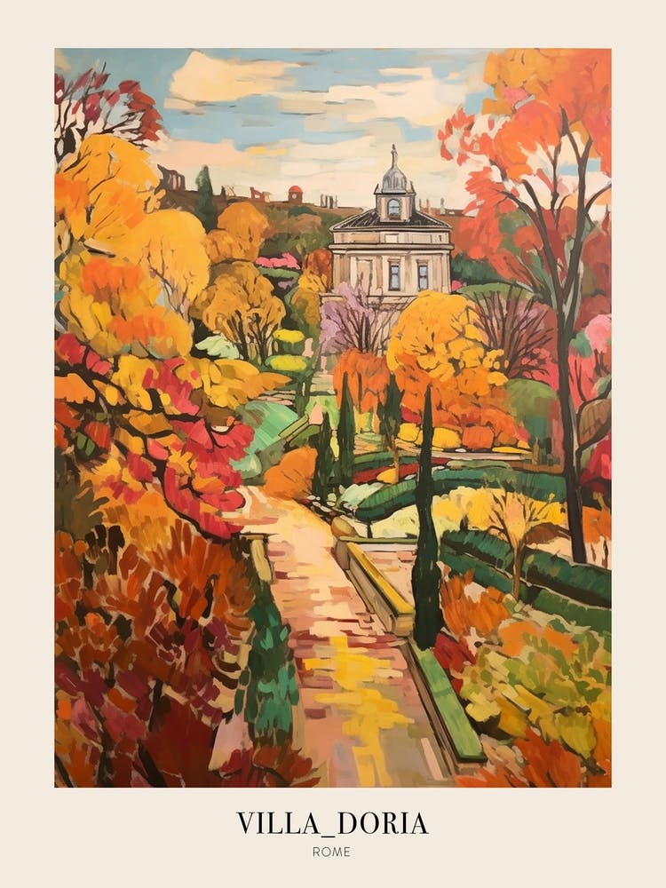 Autumn City Park Painting Villa Doria Pamphili Rome Italy 1 Poster