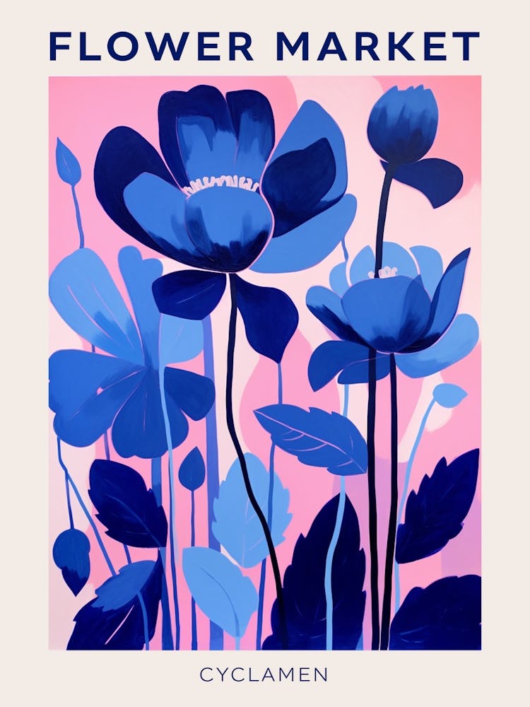 Blue Flower Market Poster Cyclamen 1