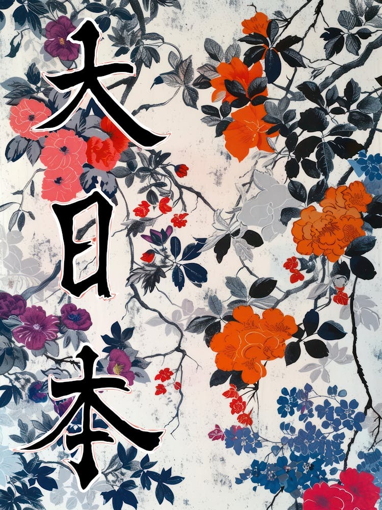 Great Japan Hokusai Poster Japanese Floral  1