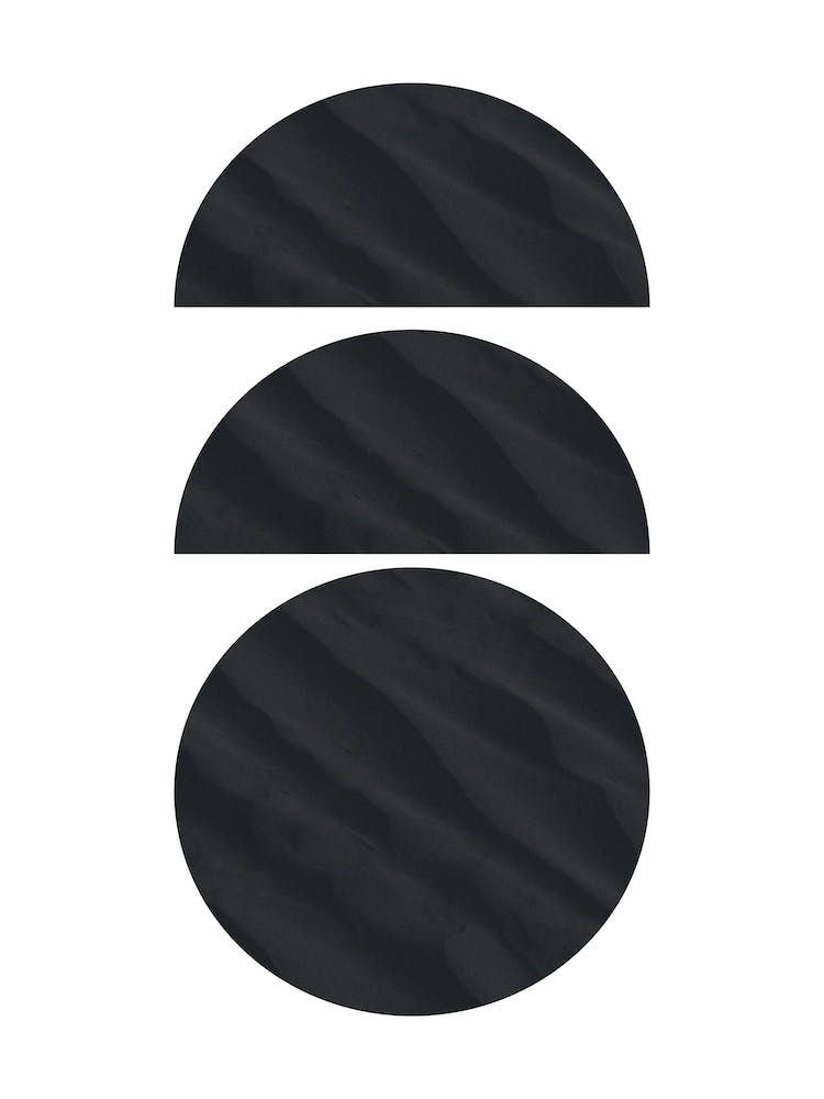 Three Black Half and Full Circles Abstract