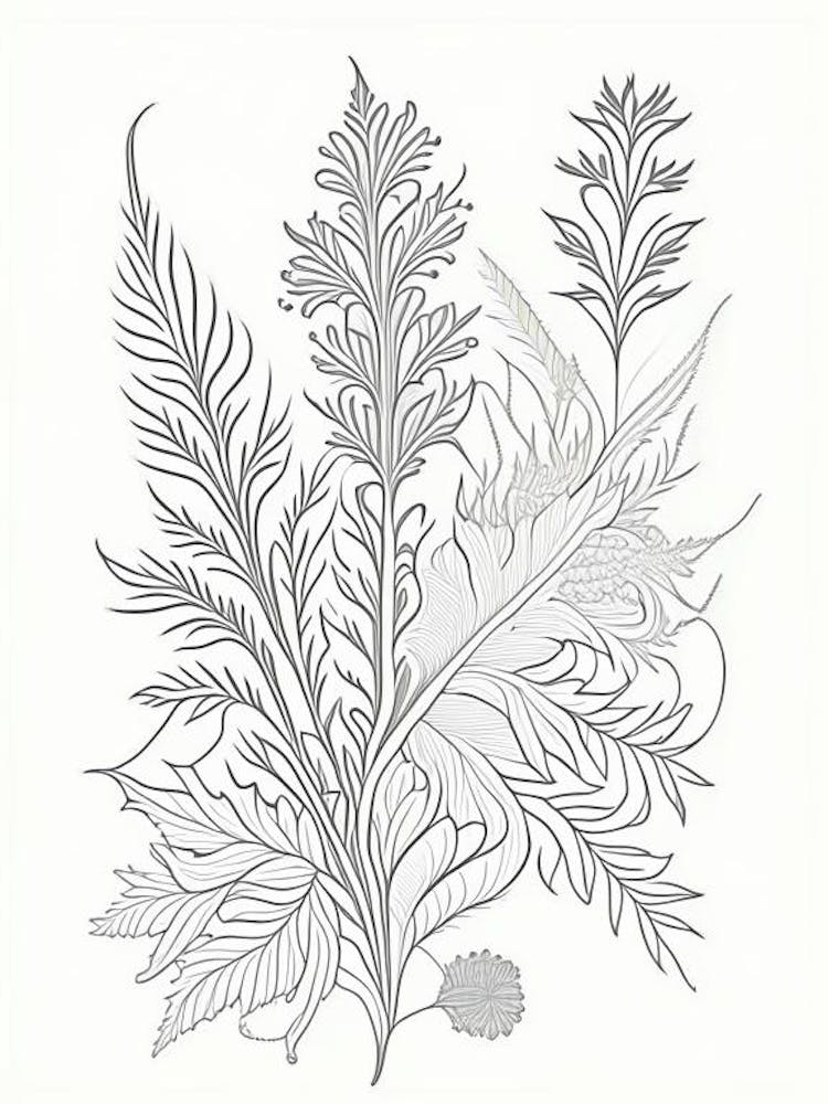Henna Herb William Morris Inspired Line Drawing 1