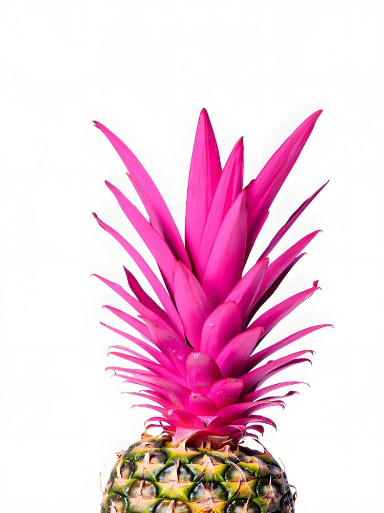 Bright Pink Pineapple Top: Vibrant Tropical Fruit