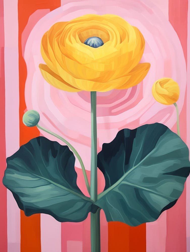 Ranunculus 3 Hilma Af Klint Inspired Pastel Flower Painting