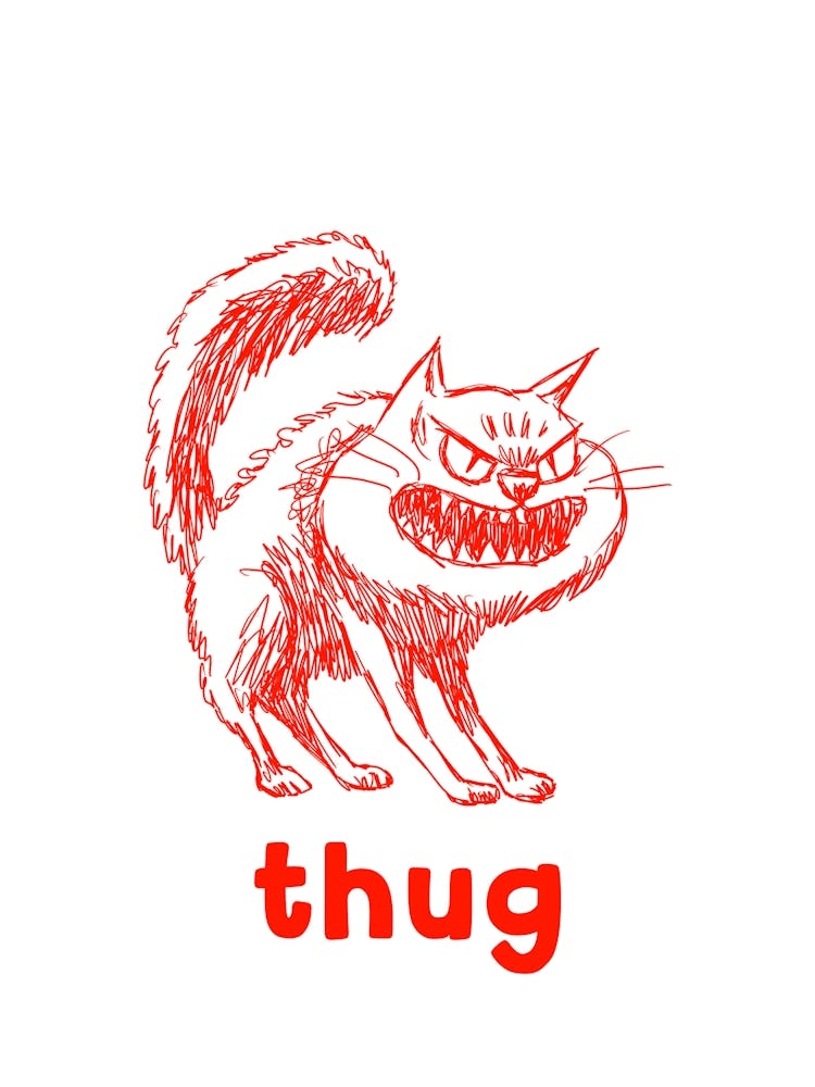 Thug Cat Poster, Funny Cat Wall Decor, Cat Lover Gift, Cute Kitty Art, Home Decor
