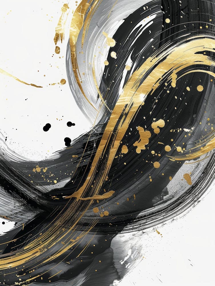 Abstract Gold And Black Canvas Print 6