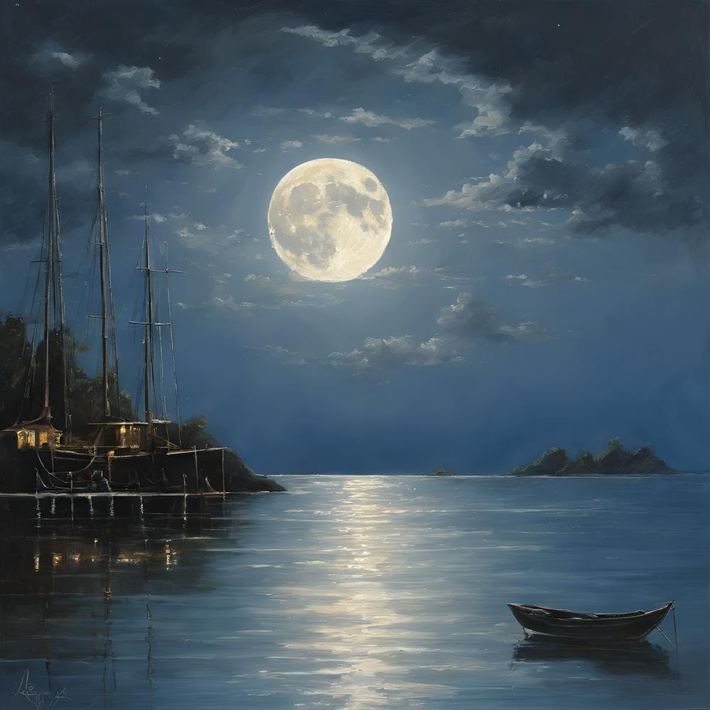 Full Moon Over The Sea