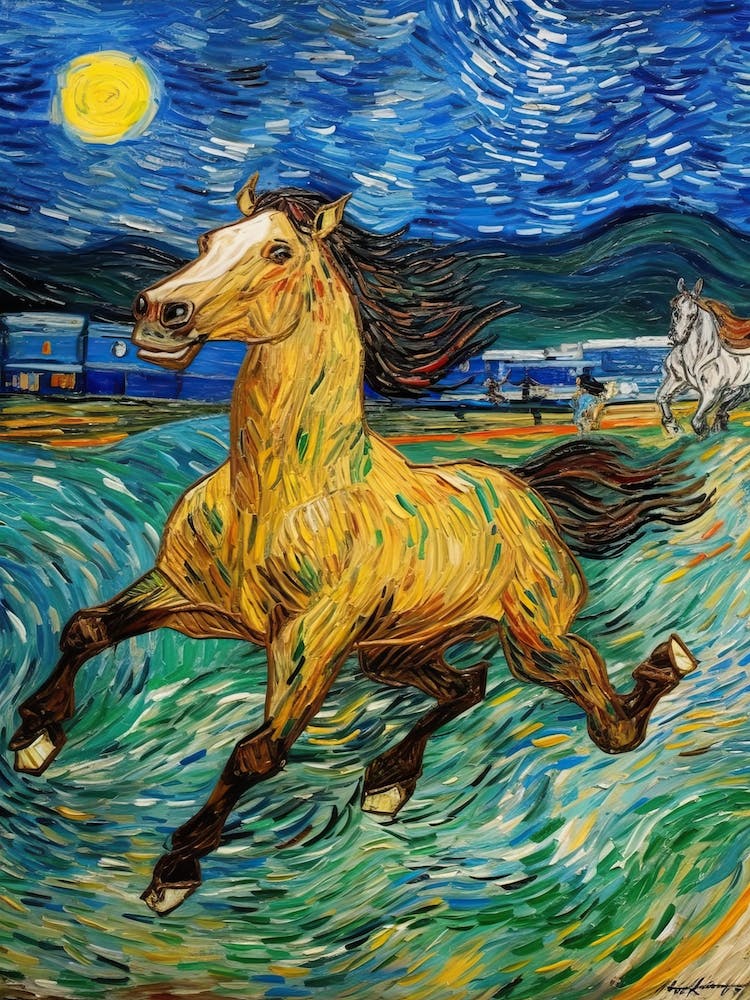 Horse Racing In The Style Of Van Gogh 3