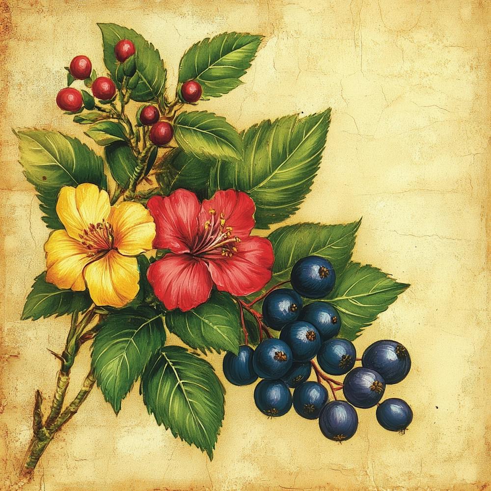 Berries And Flowers Art