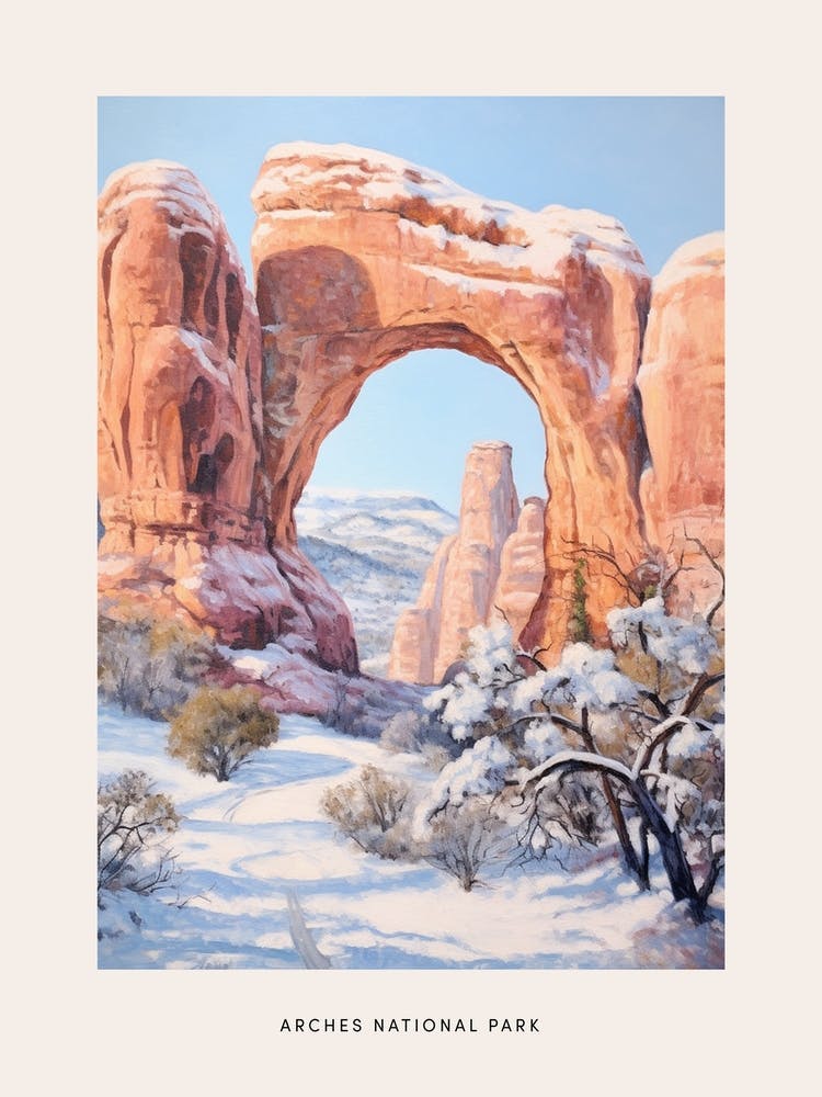Dreamy Winter National Park Poster  Arches National Park United States 2