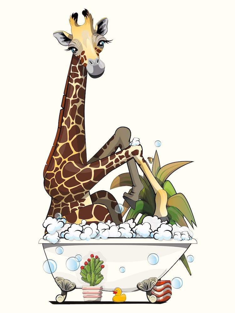 Giraffe Sitting In The Bath
