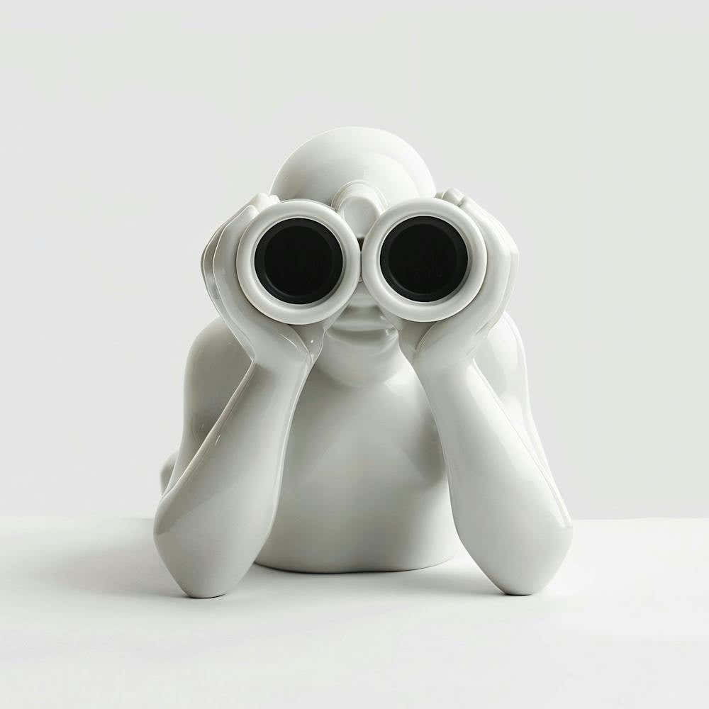 White Figure With Binoculars