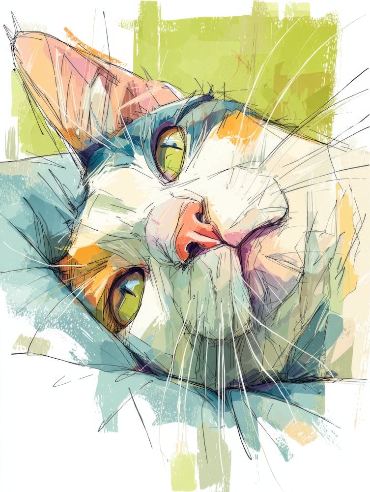Aquarell Katze auf der Couch 31