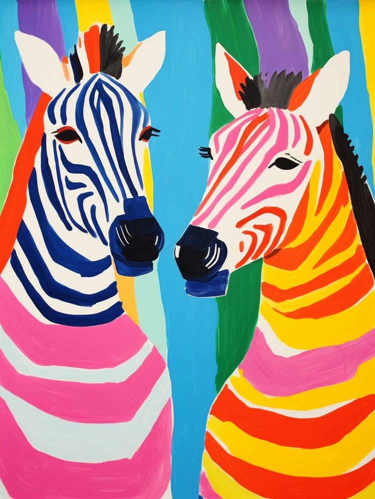 Colourful Kids Animal Art Zebra 3