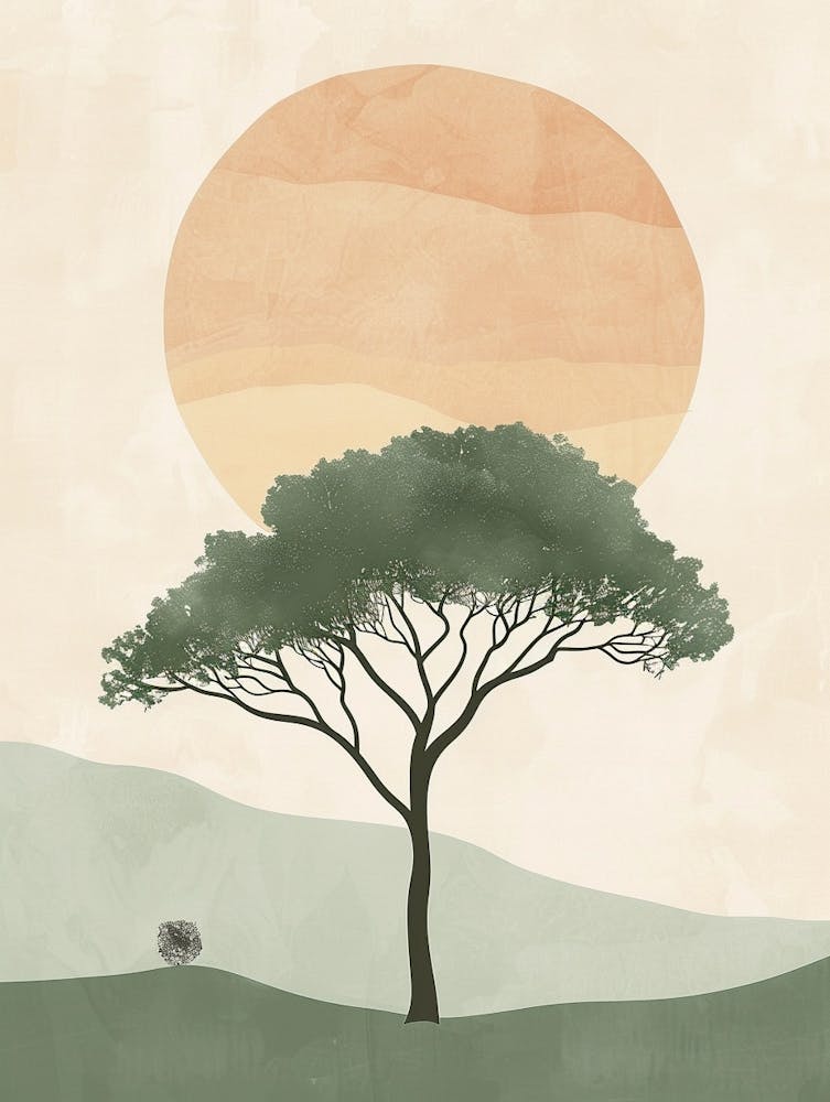 Acacia Tree Minimal Japandi Illustration 3