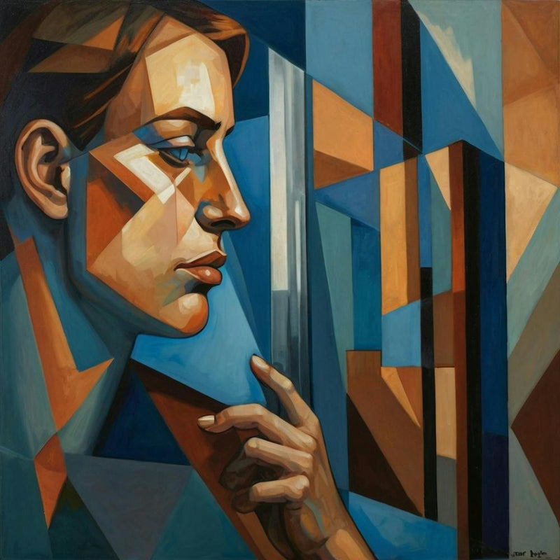 Default A Cubist Portrait Of A Person Gazing Into A Mirror Fac 0