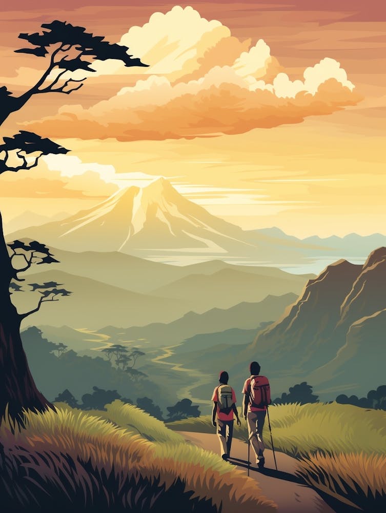 Poon Hill Trek Nepal 5 Vintage Travel Illustration