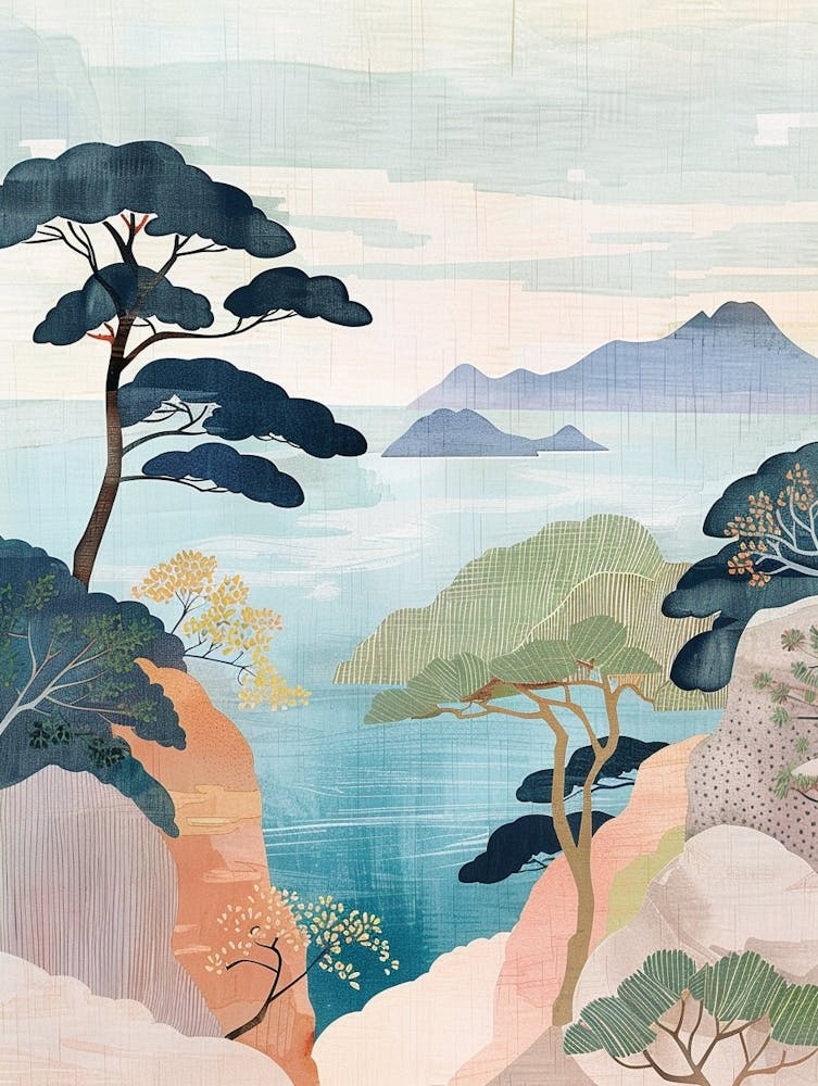 Izu Peninsula Japan 2 Retro Illustration