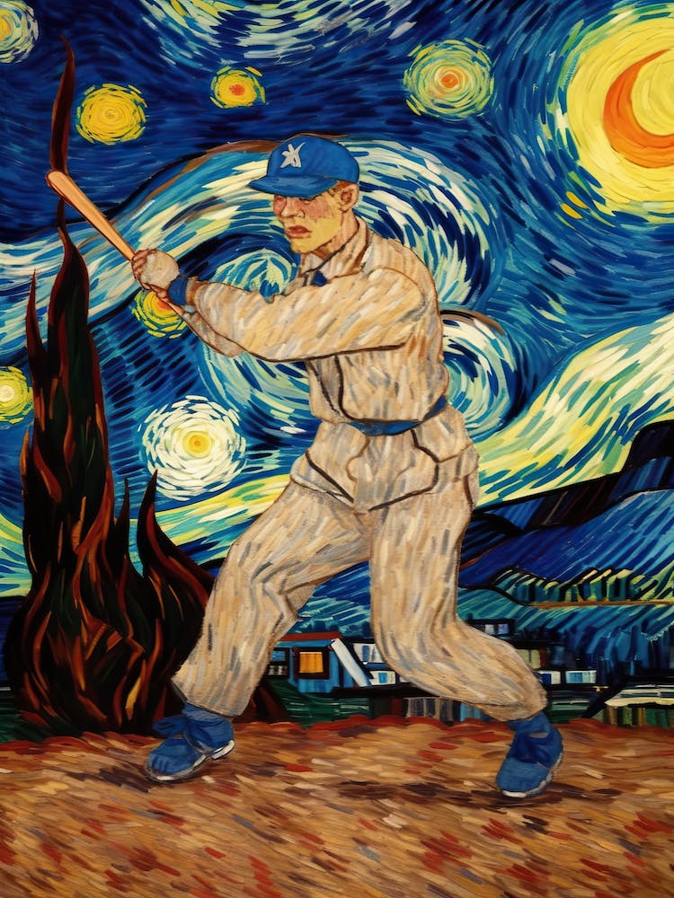 Baseball In The Style Of Van Gogh 3