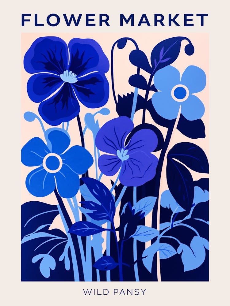 Blue Flower Market Poster Wild Pansy 2