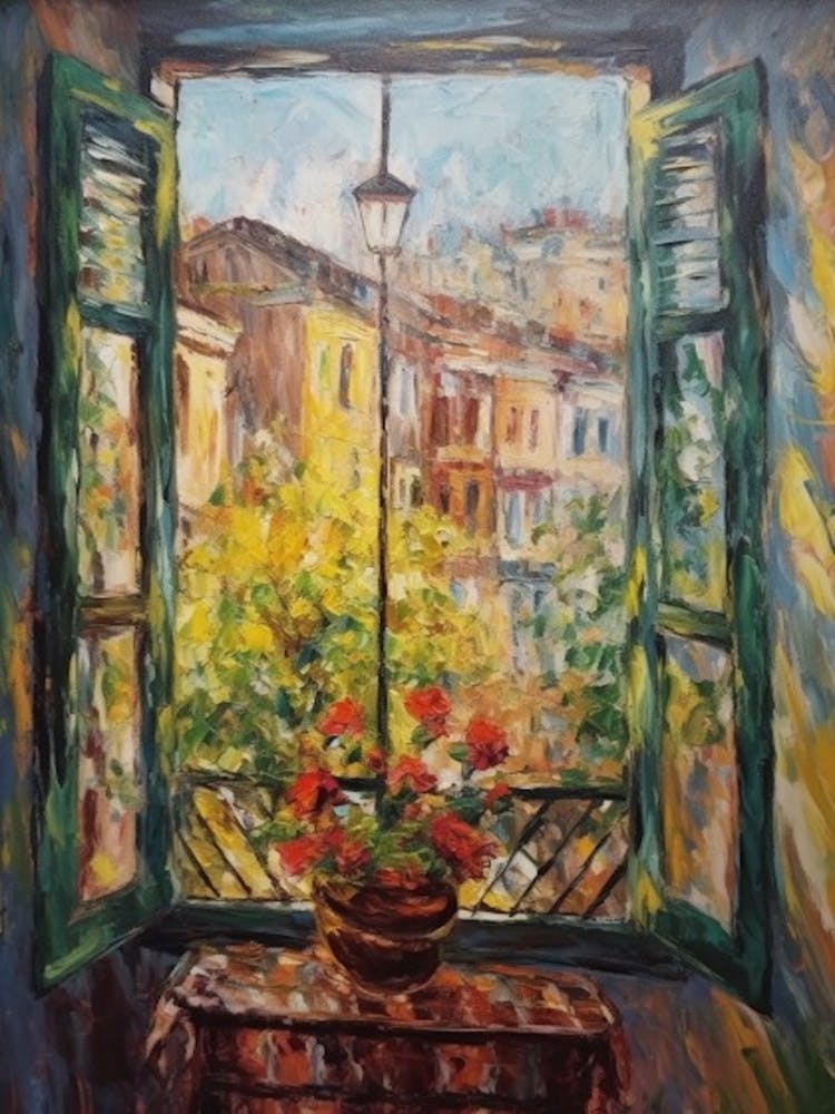 Window View Of San Francisco In The Style Of Impressionism 3