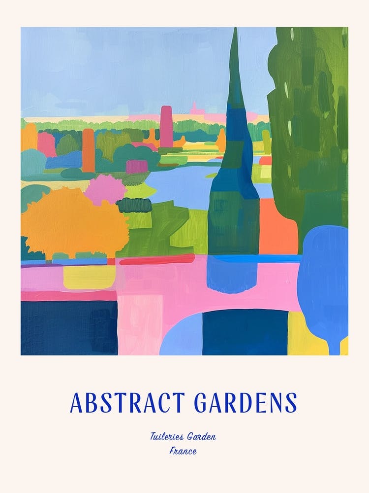 Colourful Gardens Tuileries Garden France 1 Blue Poster