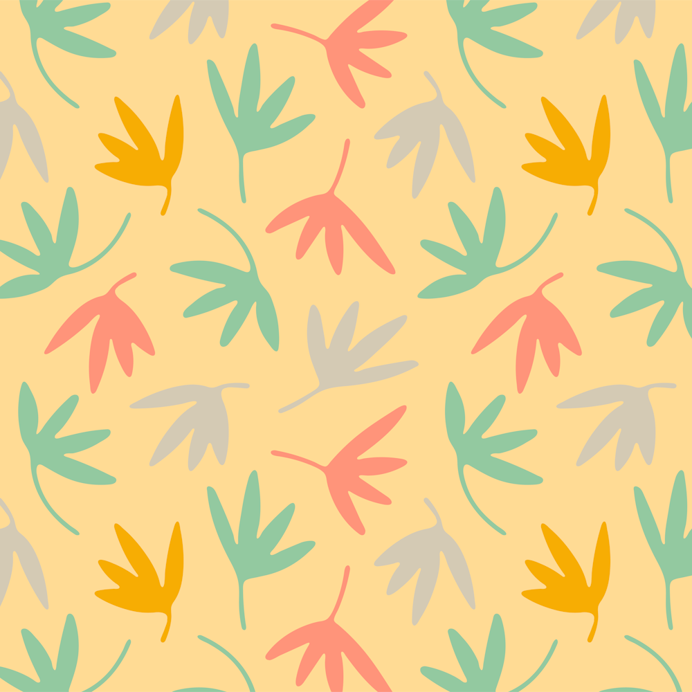 PETALS Abstract Floral Botanical in Mint Pink Yellow Gray on Cream