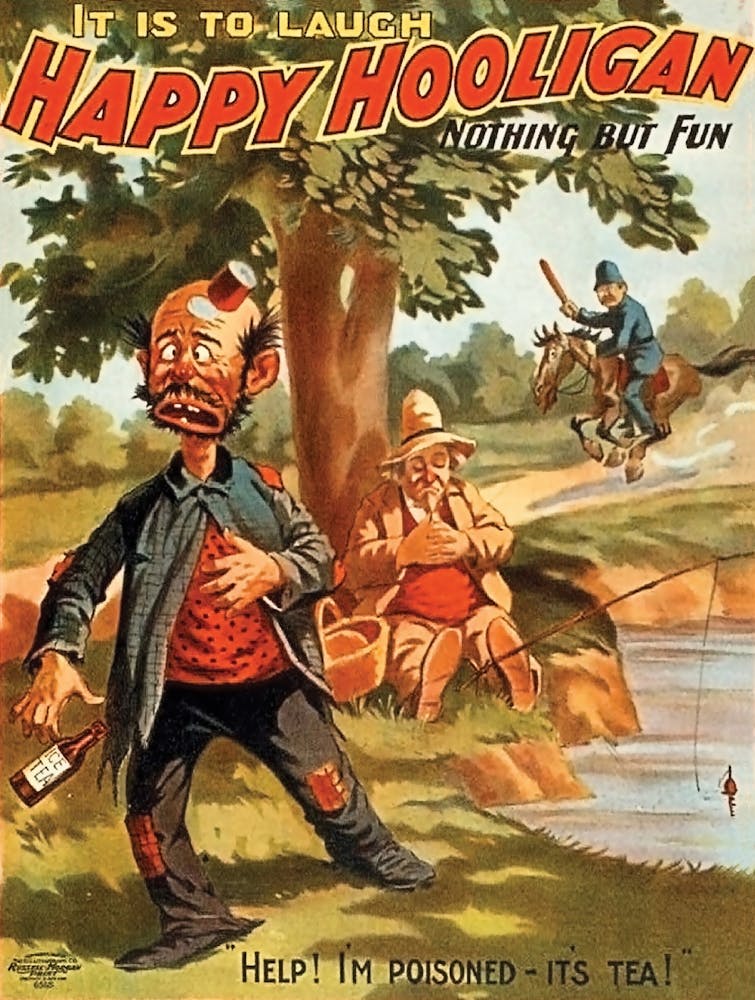 Happy Hooligans Beim Angeln, Lustiges Vintage Poster