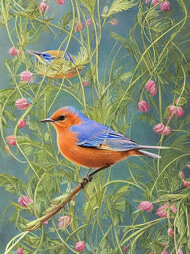 Eastern Bluebird Haeckel Style Vintage Illustration Bird