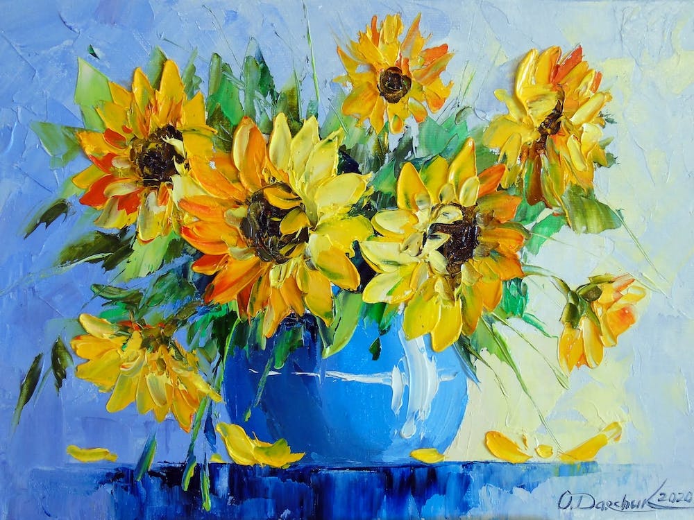 bouquet of sunflowers in a vase