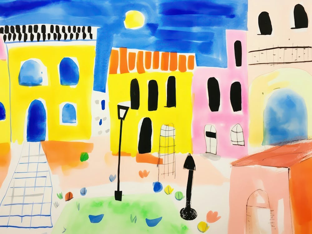 Ferrara Italy Cute Watercolour Illustration 4