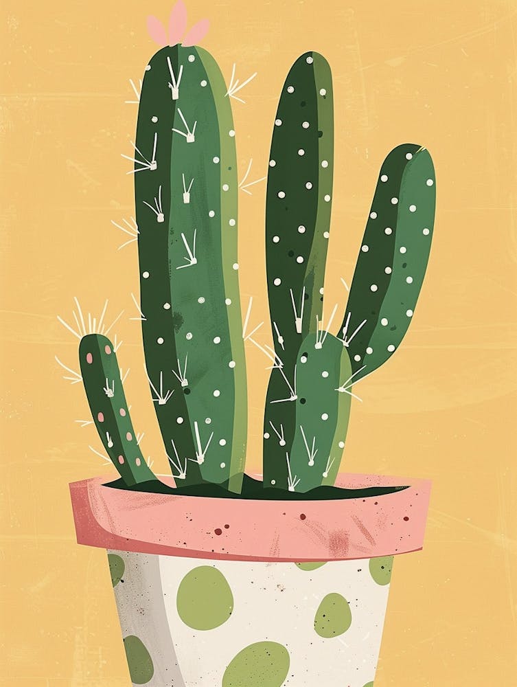 Easter Cactus Plant Minimalist Illustration 12