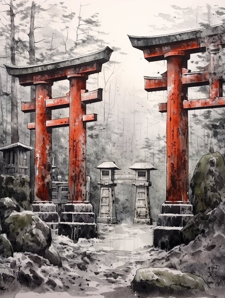 Torii Gates Japanese Illustration 3