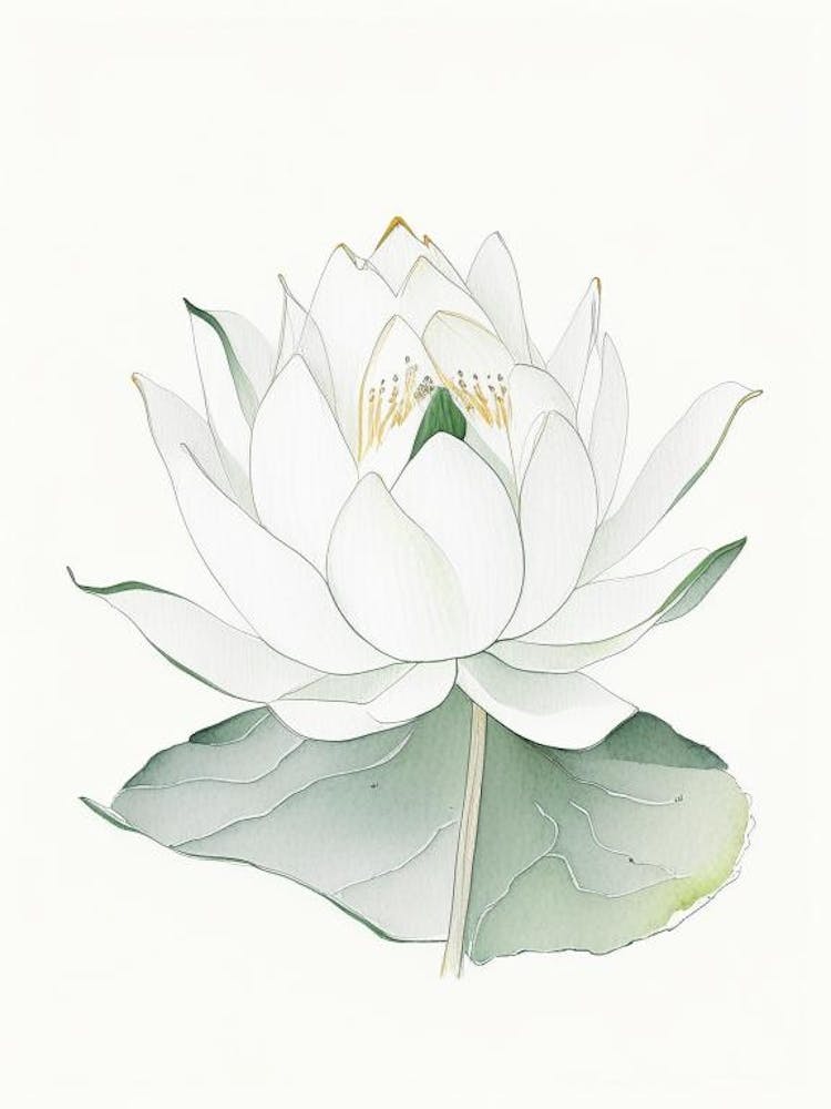 Weiße Lotus Bleistift-Illustration 1