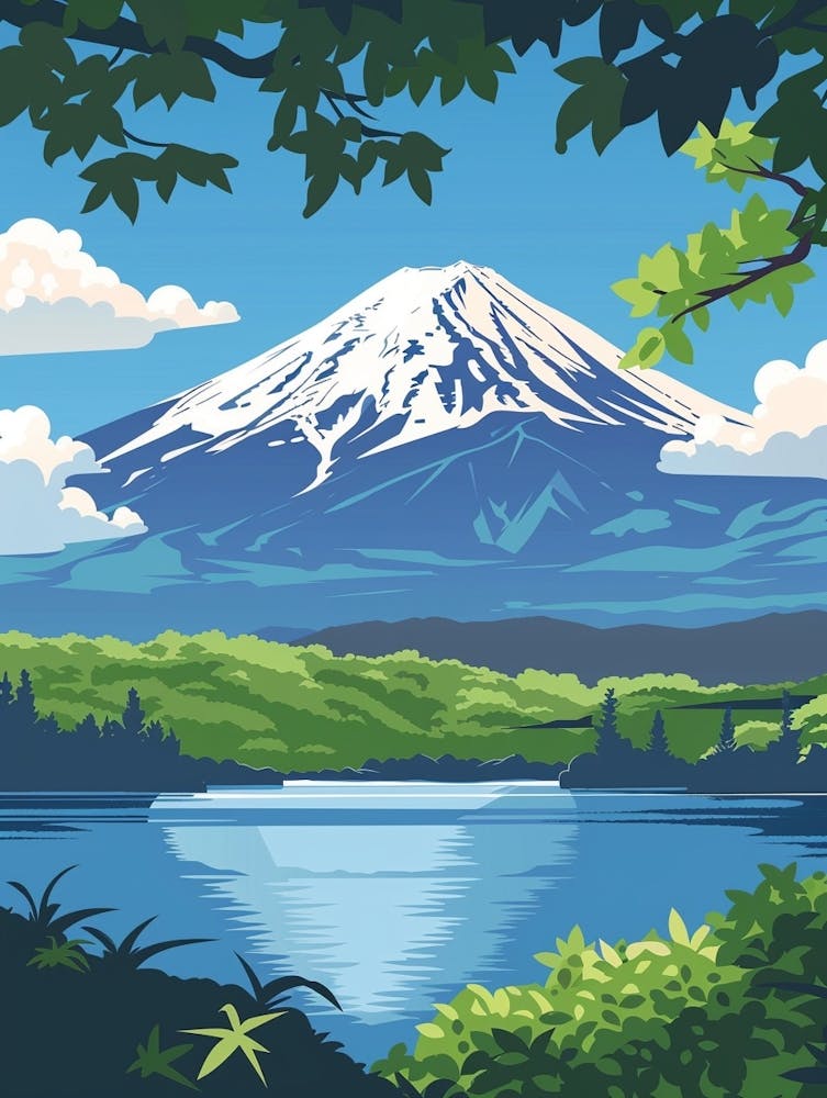 Mount Fuji Japan 3 Colourful Illustration