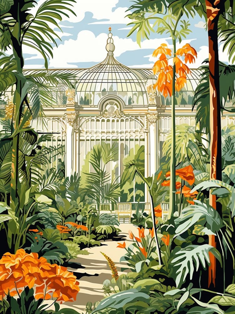 Botanischer Garten Mnchen Nymphenburg Germany Modern Illustration 1 