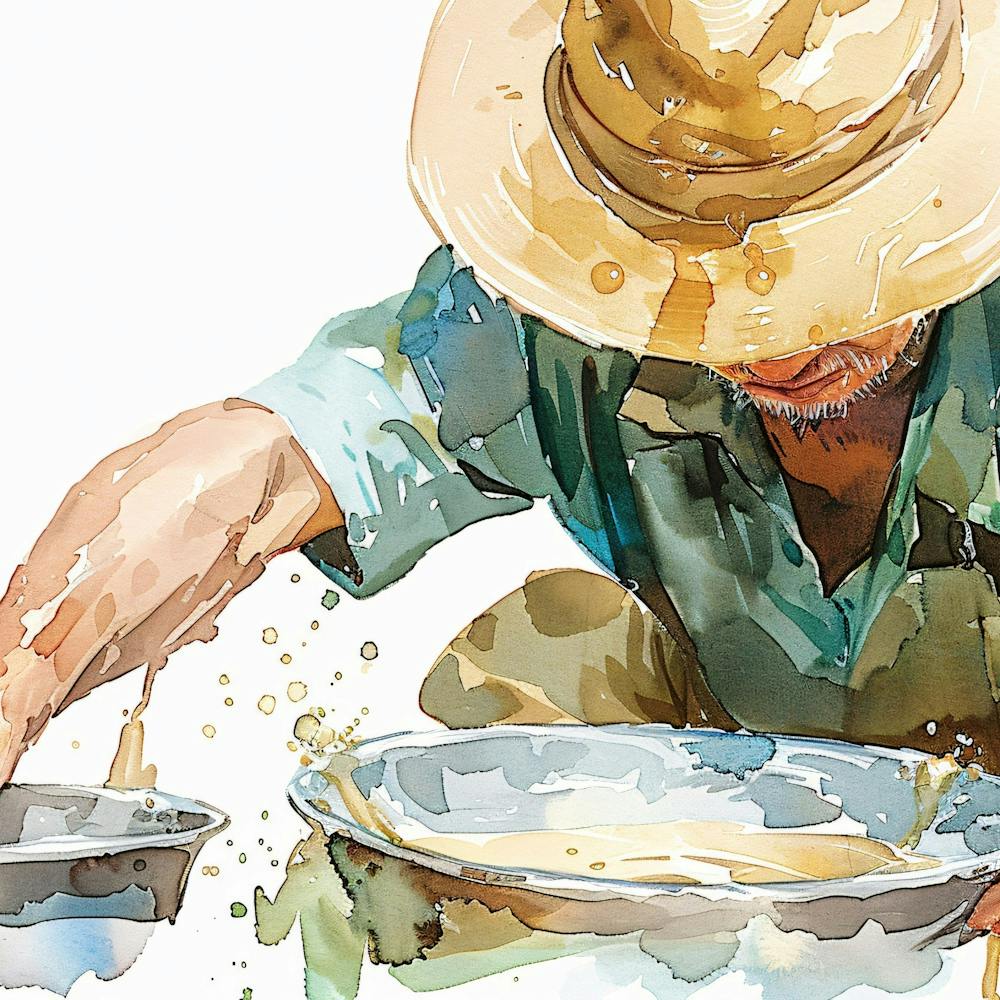 Watercolor Of A Farmer