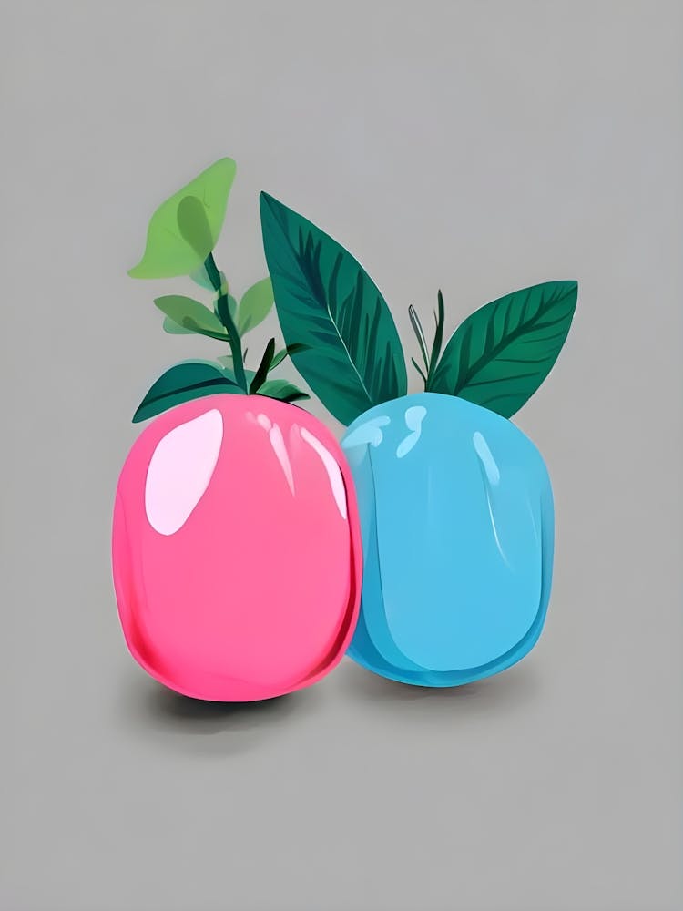 Two Fruit On A Grey Background