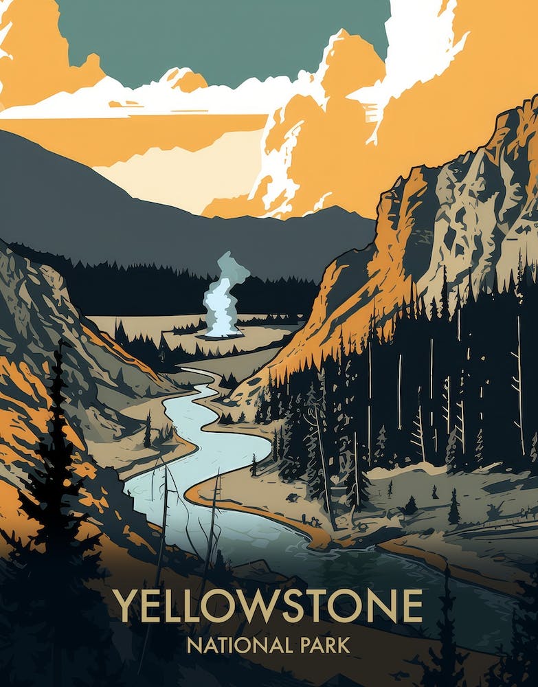 Yellowstone National Park Affiche de Voyage Vintage 9