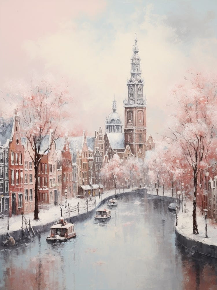 Dreamy Winter Painting Amsterdam Netherlands 1