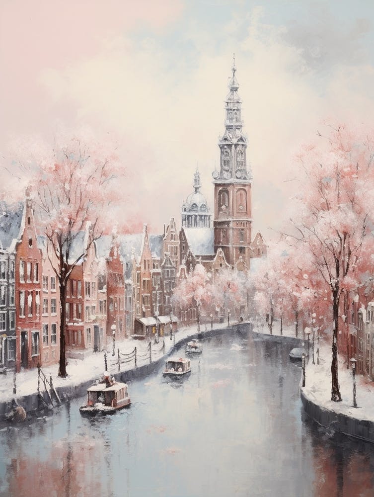 Dreamy Winter Painting Amsterdam Netherlands 1