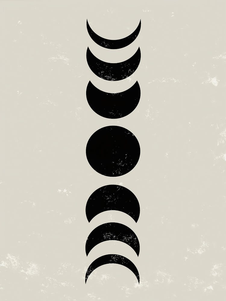 Mondphasen Wandkunst Mondphasen-Druck Mondphasen-Poster Mid Century Modern Wandkunst Geometrisches Poster Boho-Druck