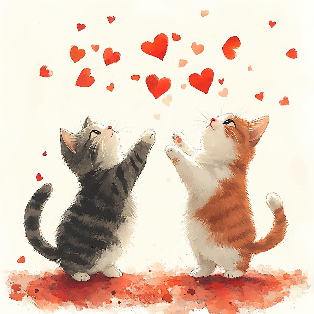 Dancing Cats Under Falling Heart 14