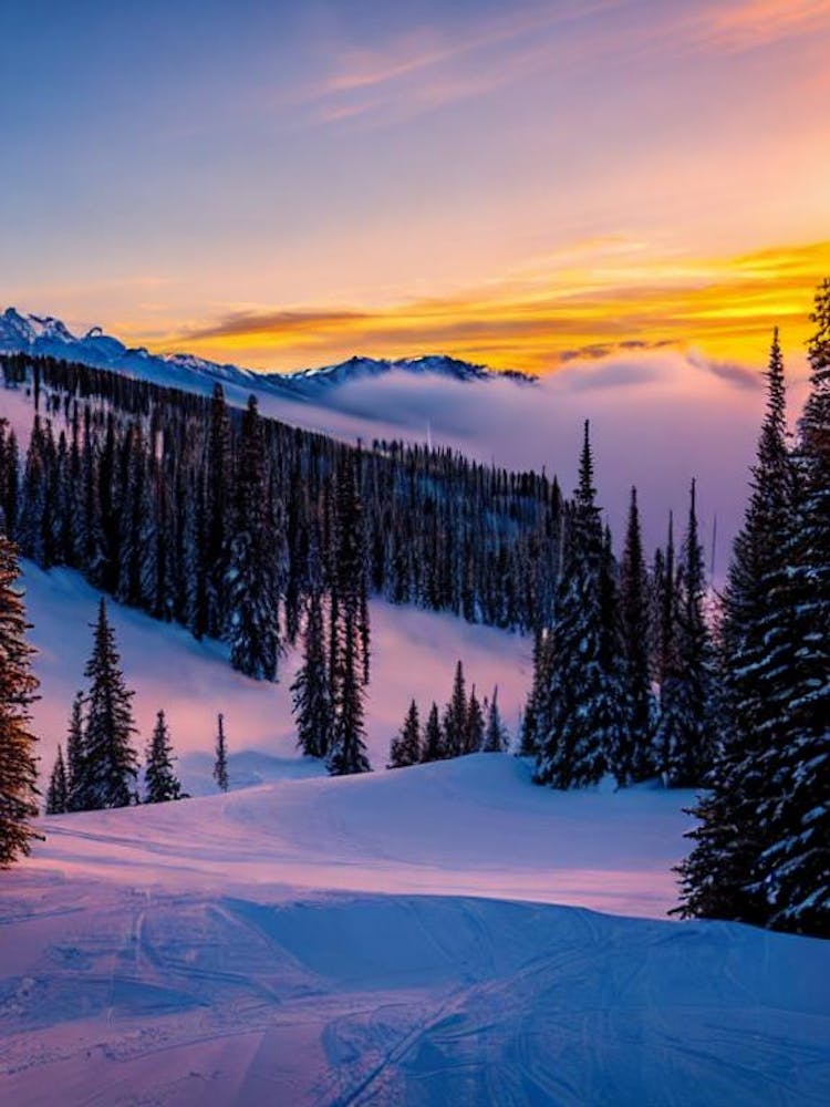 Vail, Usa Sunrise Skiing Poster